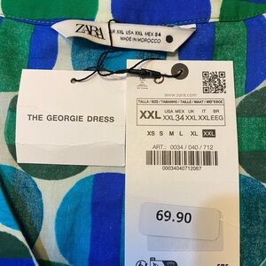 Zara Georgie Dress. XXL. Cotton. NWT